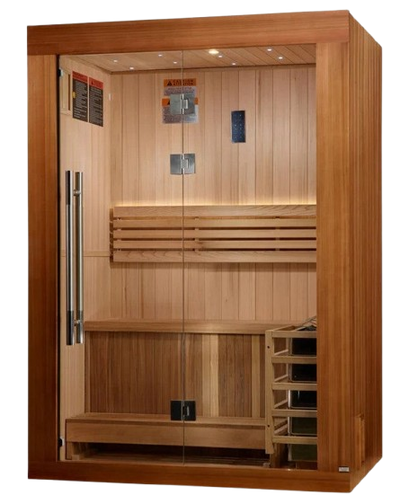 Front Left Side View Of The Golden Designs Sundsvall 2-Person Indoor Sauna | GDI-7289-02